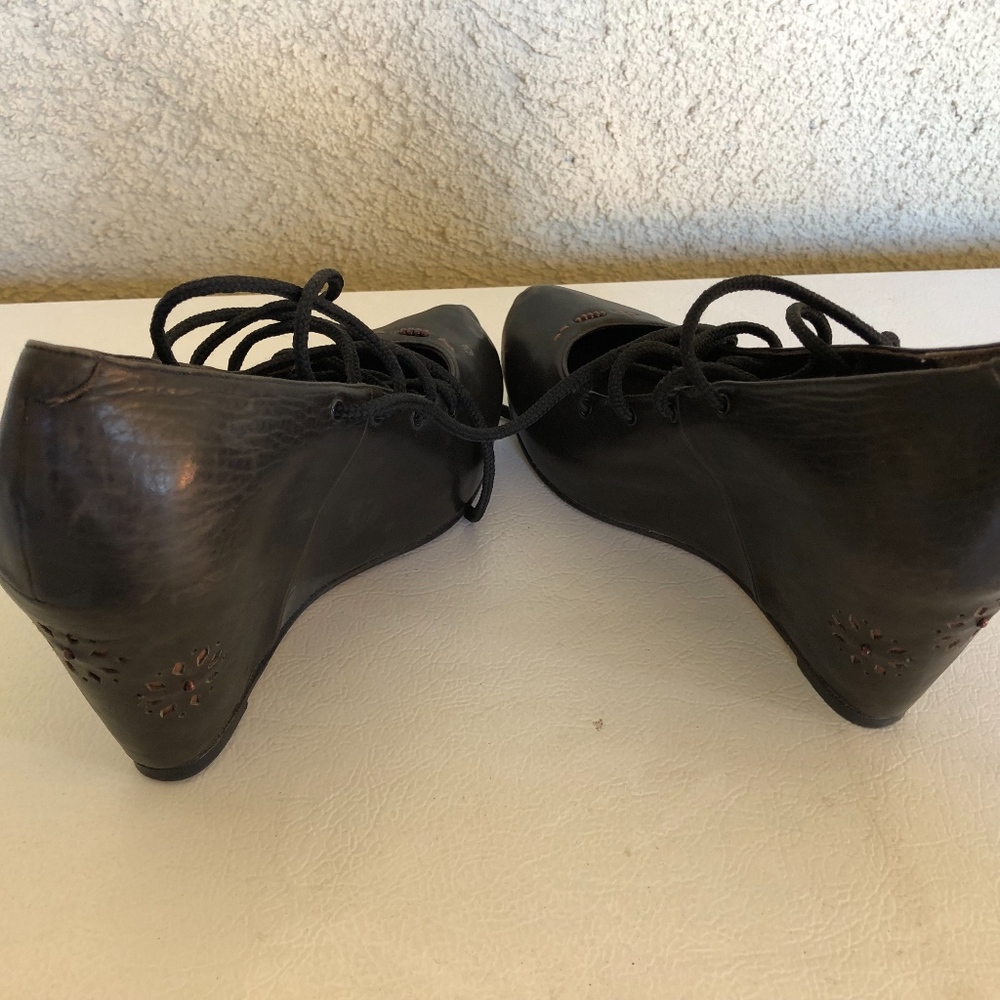 henry cuir flower leather wedges - Picture 6 of 8